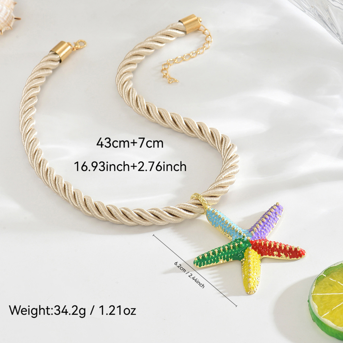 rope Chain Material Woven Chain Chain Type 1 Piece Quantity Beach Modern Style Starfish Alloy Rope Woven Chain Lobster Trigger Clasp Closure Pendant Necklaces Wholesale