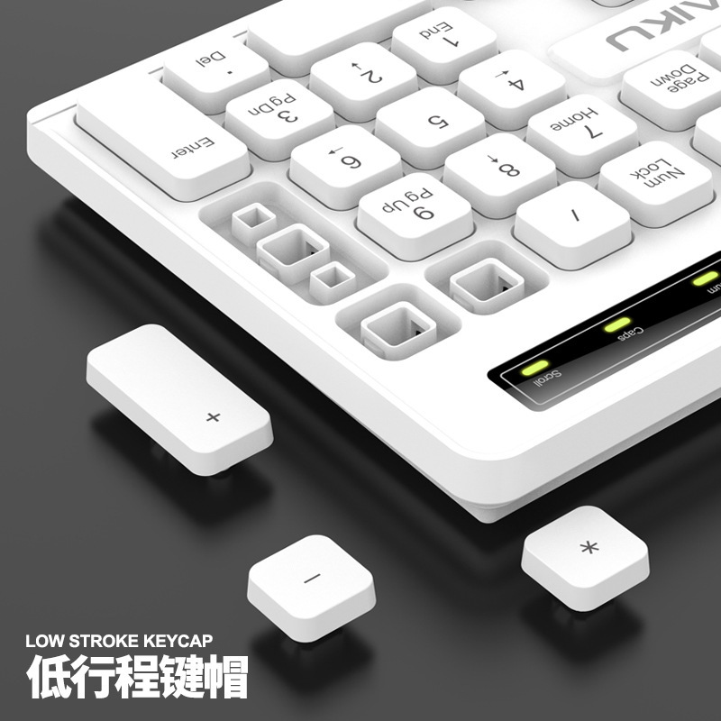 跨境供應 RAIKU雷魁LK200商務辦公鍵盤鼠標套裝白色有線鼠標鍵盤