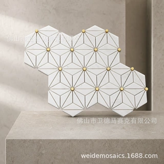 云浮工厂大理石配不锈钢马赛克Marble & Stainless Steel Mosaic