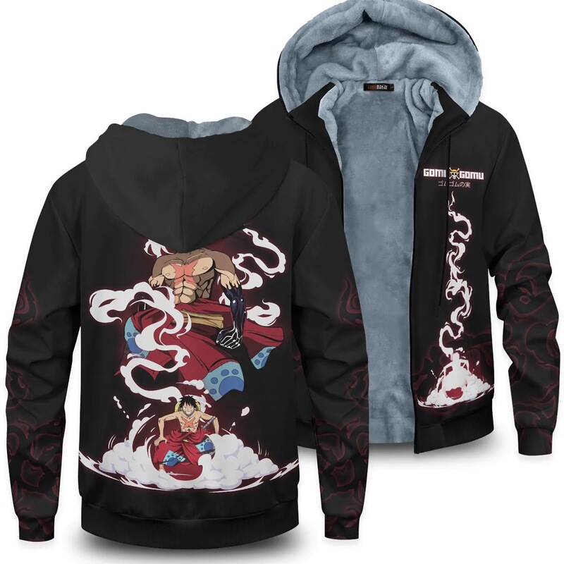 Amazon Classic Anime cosplay One Piece 3D Printed Hooded Zipper fleece-lined Thickened Sweat Casual