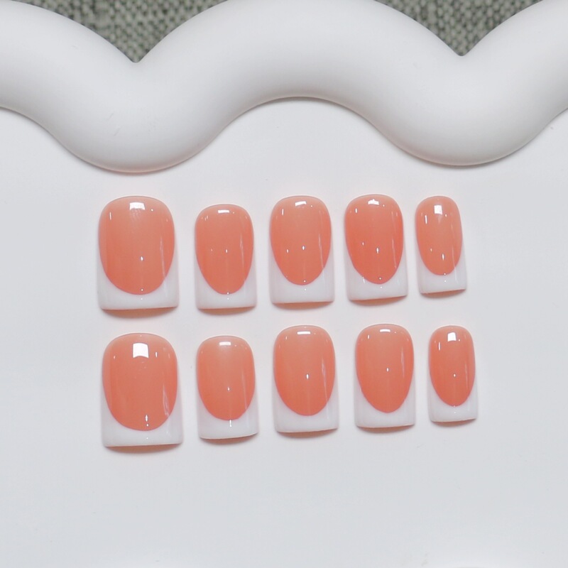 Cross-border handmade short classic white-edged French manicure nails, simple and elegant bridal wedding nails Cross-border handmade short classic white-edged French manicure nails, simple and elegant bridal wedding nails
