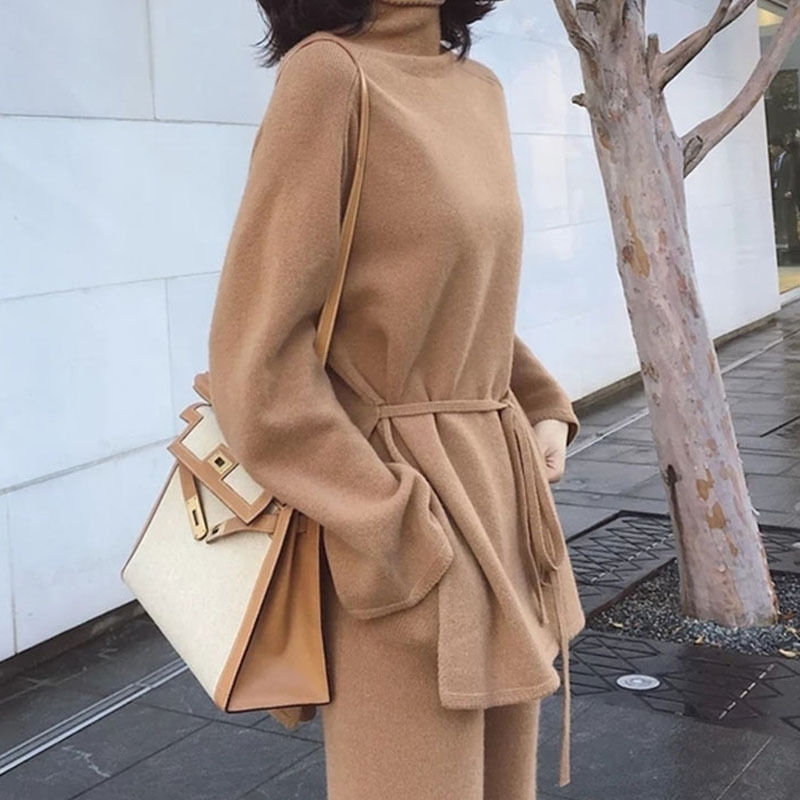 Classic demi-season solid color fashionable elegant knitted trousers