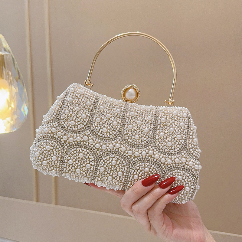 New Pearl Women's Bag Full-Bead Evening Handbag High-Gloss Pearl Clasp Wedding Versatile Crossbody Bag Bridesmaid Dress Bag - Thumbnail 6