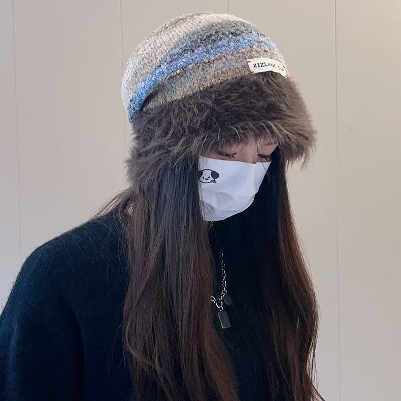 美拉德堆堆帽子女冬季网红大头围春秋产后月子毛线帽保暖针织冷帽|undefined