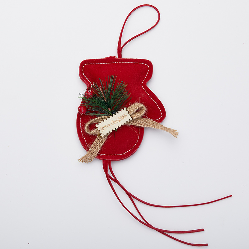 Buscando madera guantes de campana de peluche rojo colgante pin colgante decoración del árbol de Navidad