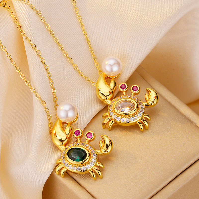 9g Weight Copper Pendant Material Wholesale Jewelry Simple Style Classic Style Crab Copper Pendant Necklace Cable Chain