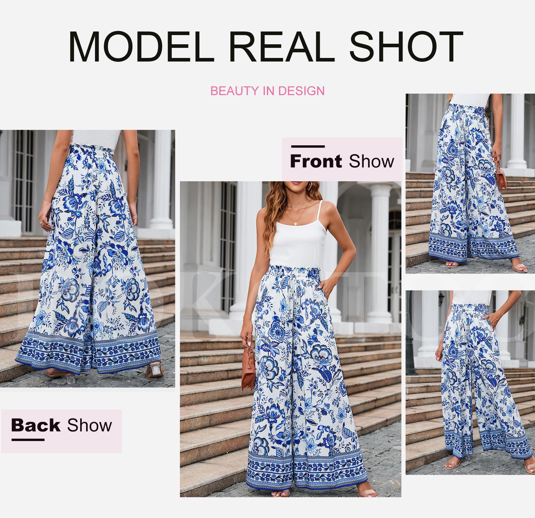 354g Weight Full Length Pants Length Spandex, Polyester Fabric Type High Waist Waist Line Casual Pants Pants Type Holiday, Daily Occasion Loose Fit Type Flower Pattern Summer Season Women's Gender Casual Style Women's Holiday Daily Casual Flower Full Length Casual Pants 9