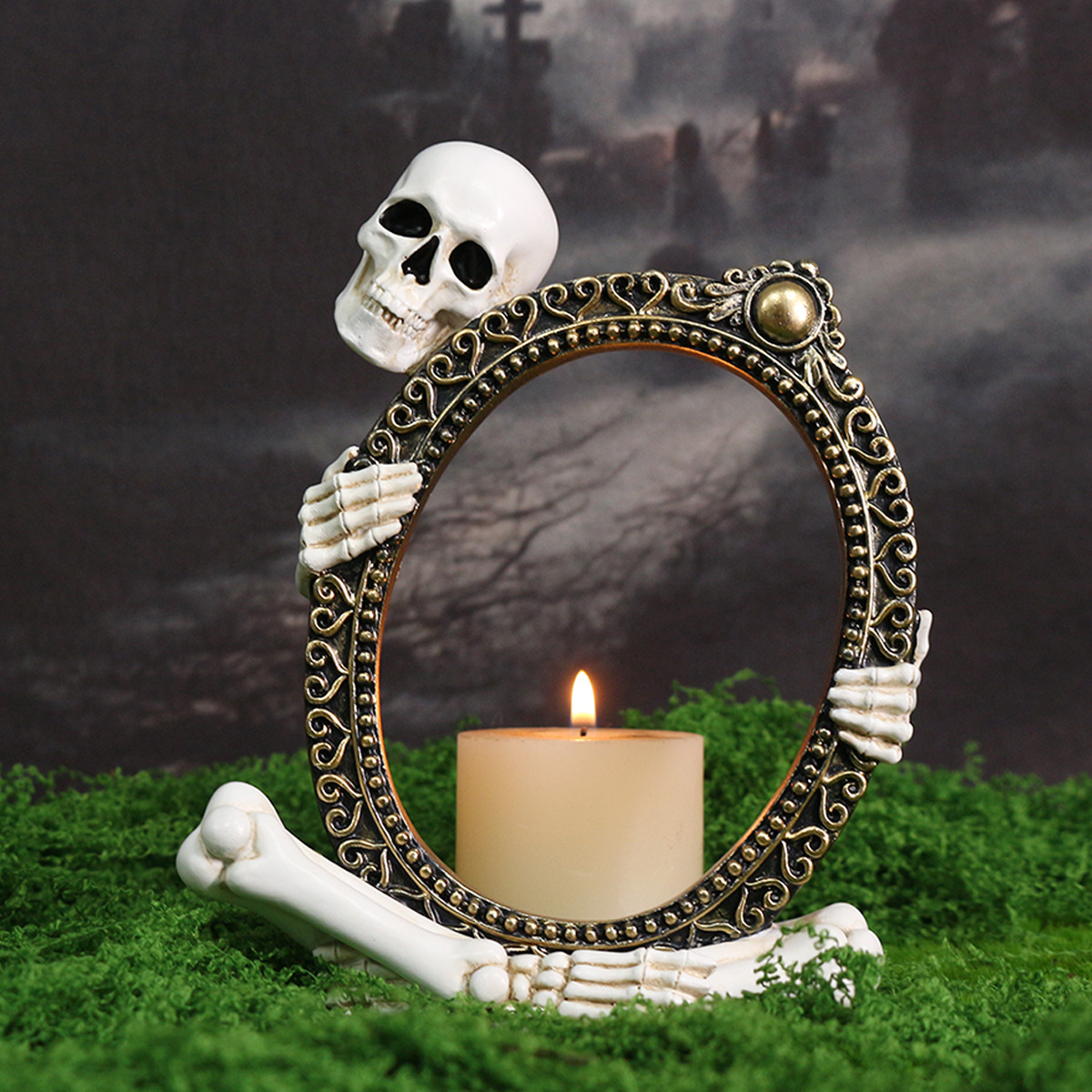  New Product Frame Skull Ghost Festival Horror Dark Atmosphere Ornaments Resin Halloween Ghost Head Gift Ready Stock Batch