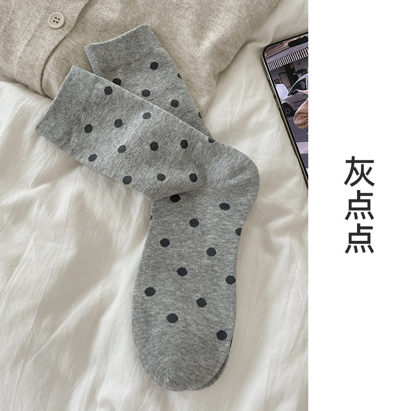 suxinaimin灰色袜子女中筒袜ins潮秋冬miu系小花堆堆袜蝴蝶结长袜|undefined