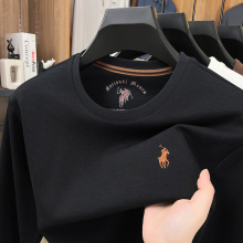 主推款品牌保罗小马标双面长绒棉打底衫男圆领高品质休闲长袖t恤