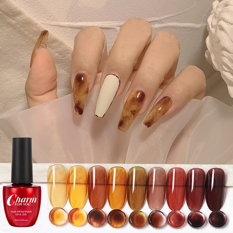 CHARM tortoiseshell amber glass nail pol...