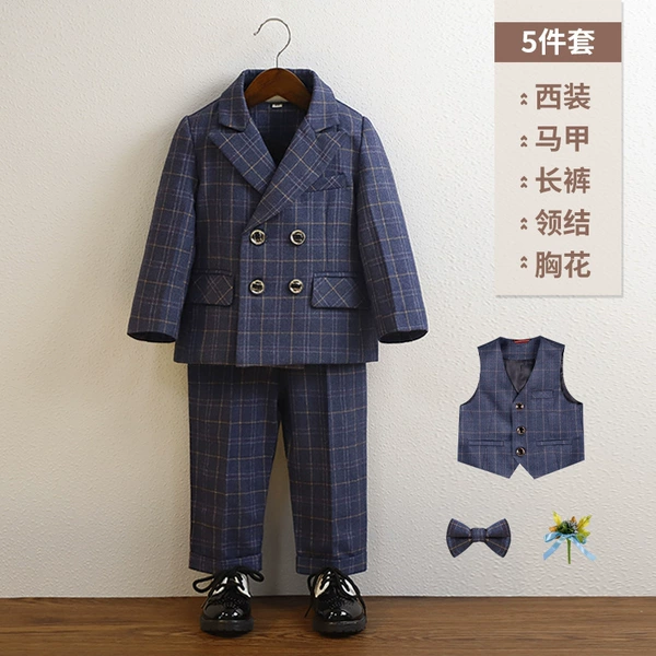 Suit, set, jacket, vest, trousers lapel pin, bow tie, 5 pieces