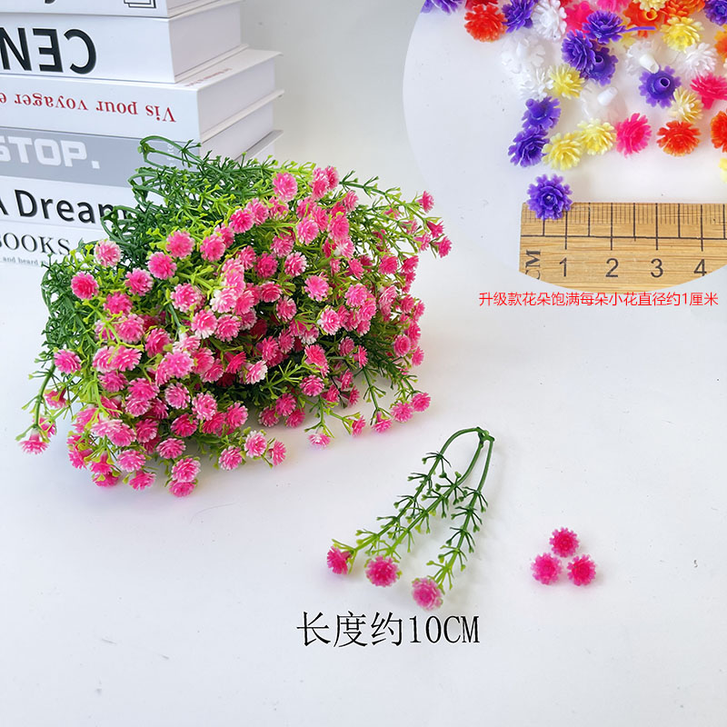 Ramo de mano Simulación Día de San Valentín Gypsophila Accesorios Plástico con flores y césped Ramo con césped y flores Materiales decorativos