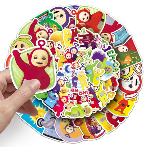 50 cartoon Teletubby sticker sheets for laptop, phone, car, skateboard, and guitar decoration