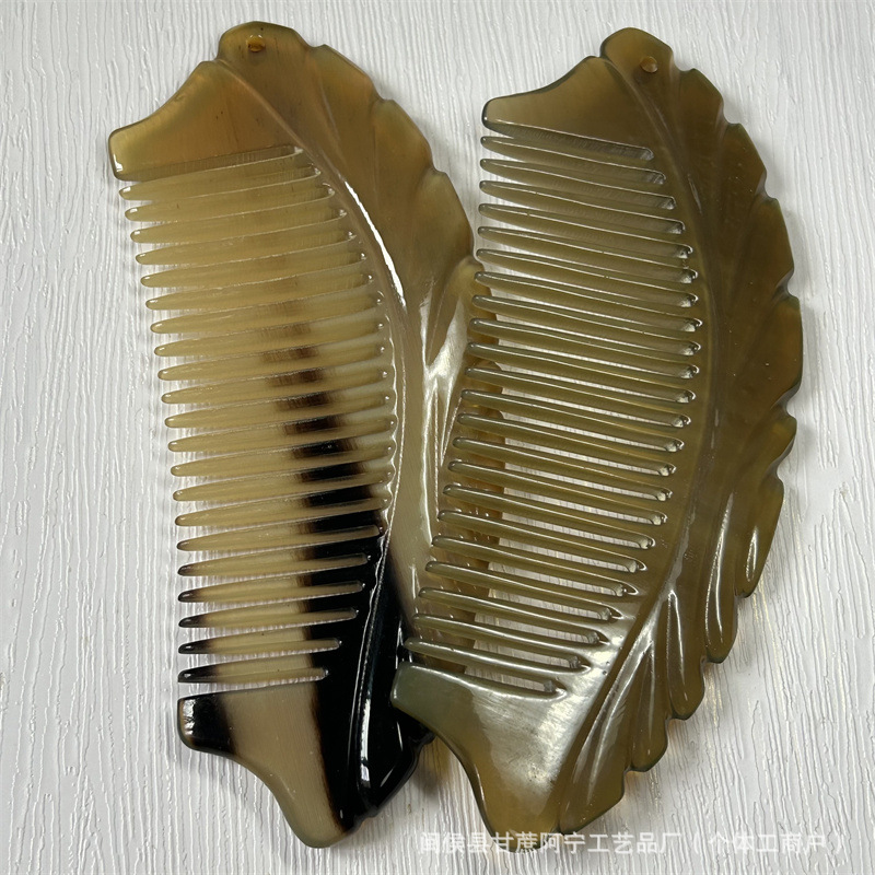Carved Horn Massage Comb Thick Buffalo Horn Comb Dolphin Craft Design Gift Comb 10-15cm overview