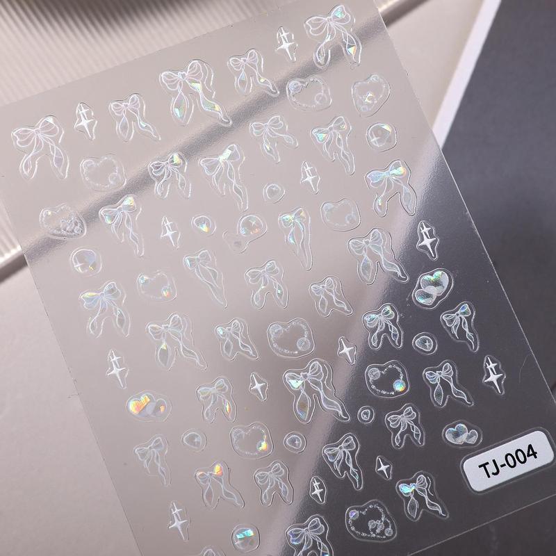 梦幻果冻泡泡美甲贴纸5D浮雕立体极光气泡蝴蝶结diy指甲贴纸 TJ款|undefined