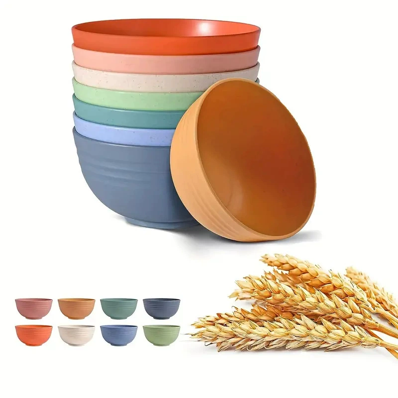 Wheat Straw Bowl Set, Nordic Style, 12/13.5/15 cm, Lightweight Stackable Kitchen Bowls