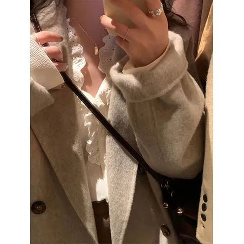 感毛呢外套女2025秋冬新款显瘦气质韩系小个子赫本风加厚呢子大衣|undefined
