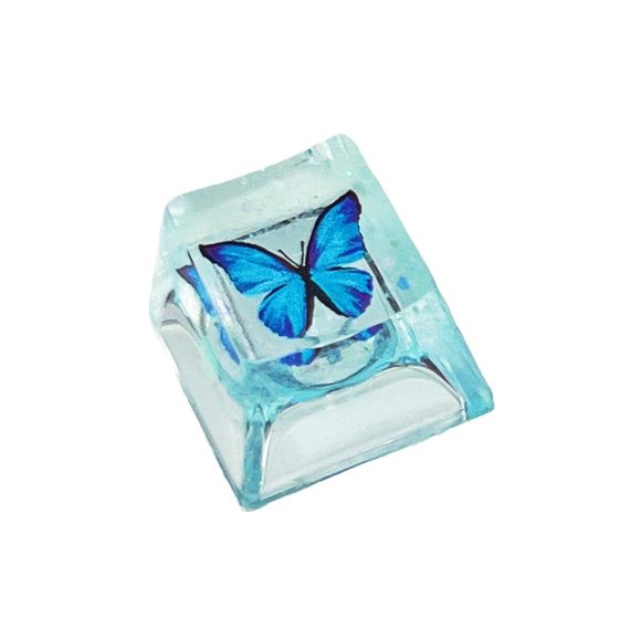 Cross-border original drop glue transparent butterfly key cap resin personalized cross shaft mechanical keyboard key cap single