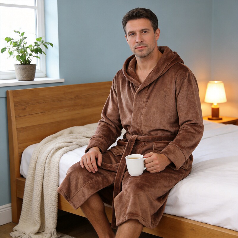 Men's Hooded Flannel Bathrobe Long Pajamas Men's Pajamas Loungewear Men's Sleepwear Men's Hooded Flannel Bathrobe Long Pajamas Men's Pajamas Loungewear Men's Sleepwear