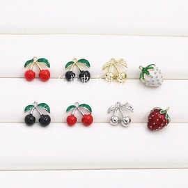 厂家直供合金滴油水果樱桃草莓车载耳饰钥匙扣项链手作配件批发