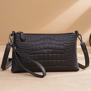 Crossbody Bag for Women 2025 New Fashion Crocodile Pattern Genuine Leather Shoulder Bag Simple First Layer Cowhide Clutch Bag Small Bag