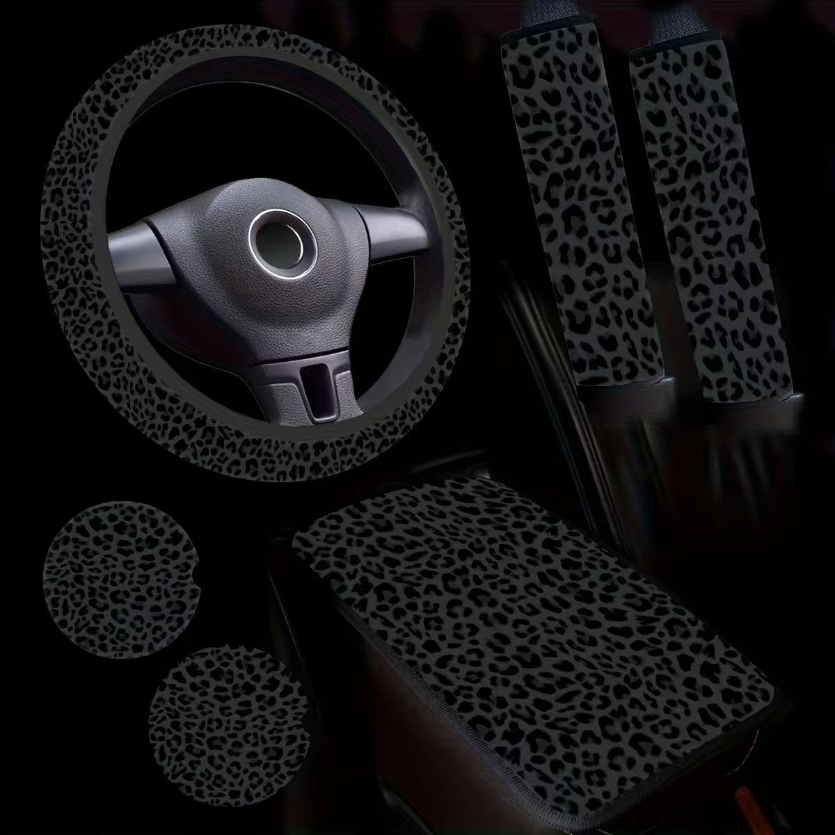 Cross-Border E-Commerce Black Leopard Print Universal Car Seat Cover, Popular in Europe and America, Temu, Mercado Libre, and Mexico