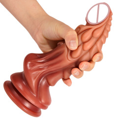Cross-border gradient blended color Qilin simulation male organ female use dilator toy adult product silicone false penis