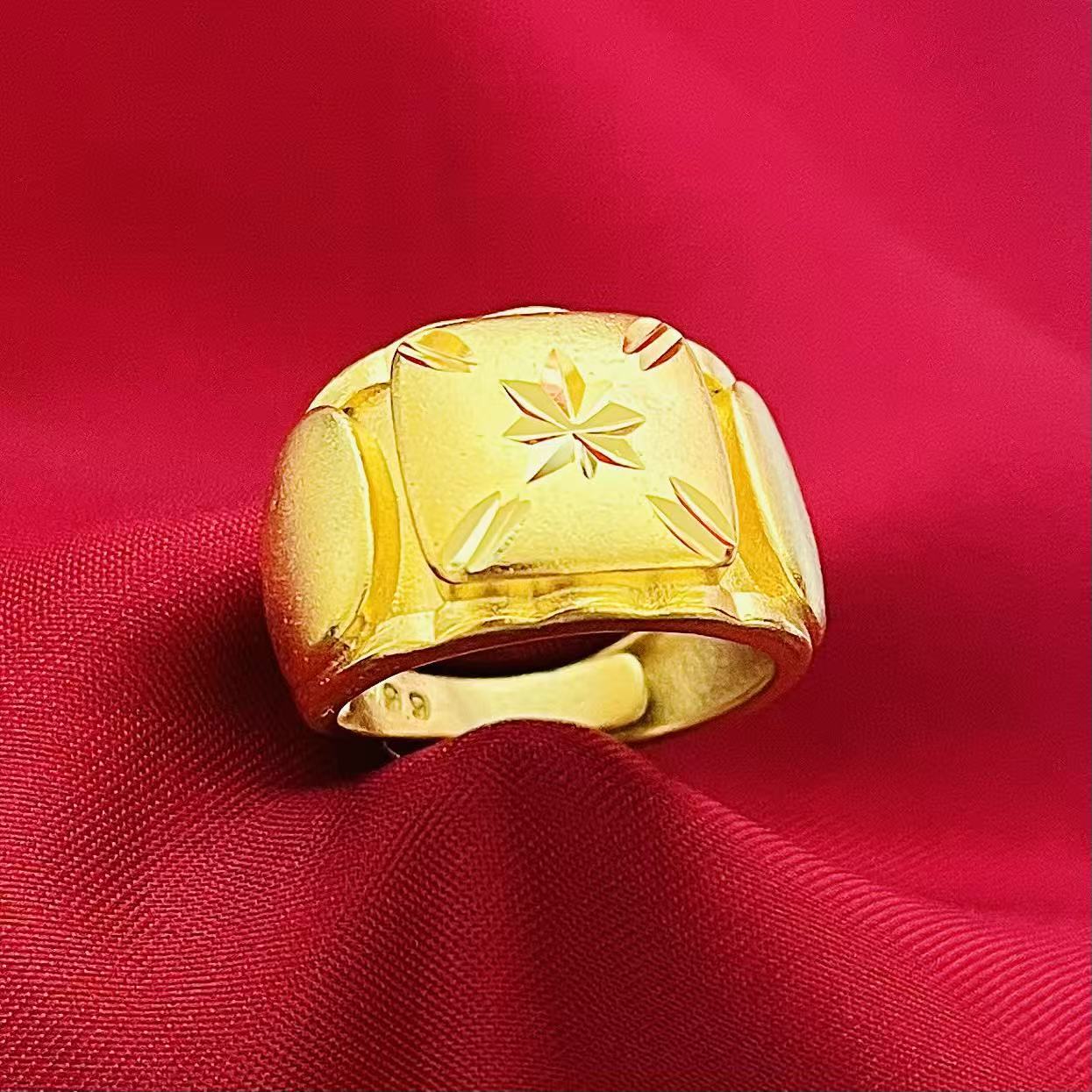 黄銅の金メッキの福の金儲けの指輪の男性の多種類の車の花は宝の蛇口の関公の戒子の金メッキの指輪を招きます。