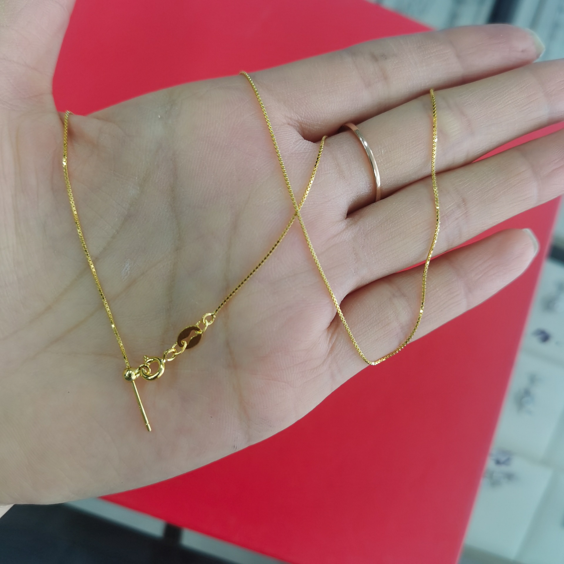 Cadena de caja de collar de plata esterlina S925 cadena en forma de O Cadena de onda de agua cadena estrellada Cruz cadena femenina Cadena de clavícula cadena al por mayor