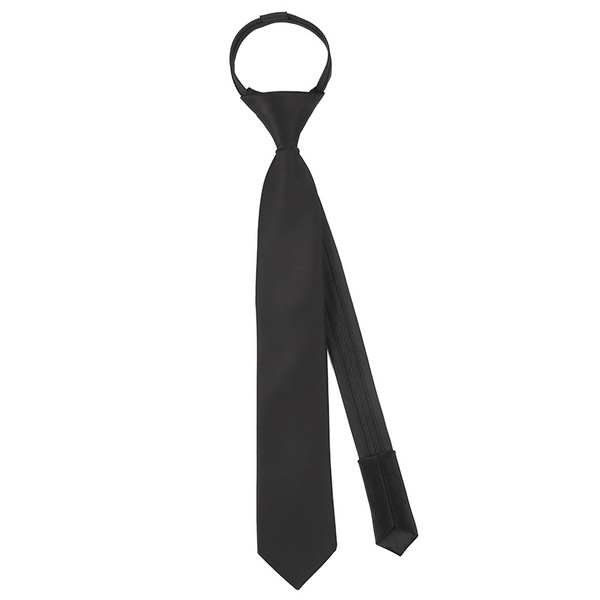 Men's women's black solid color tie with zipper