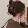 10#Frosted brown ribbon hair grip [13cm]