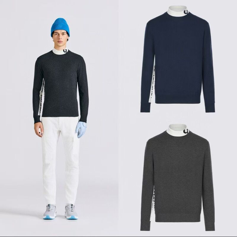 New Autumn and Winter Golf Clothing for Men, Round Neck Patchwork Long-Sleeved Knitted Sweater, Sports Casual Versatile Top New Autumn and Winter Golf Clothing for Men, Round Neck Patchwork Long-Sleeved Knitted Sweater, Sports Casual Versatile Top