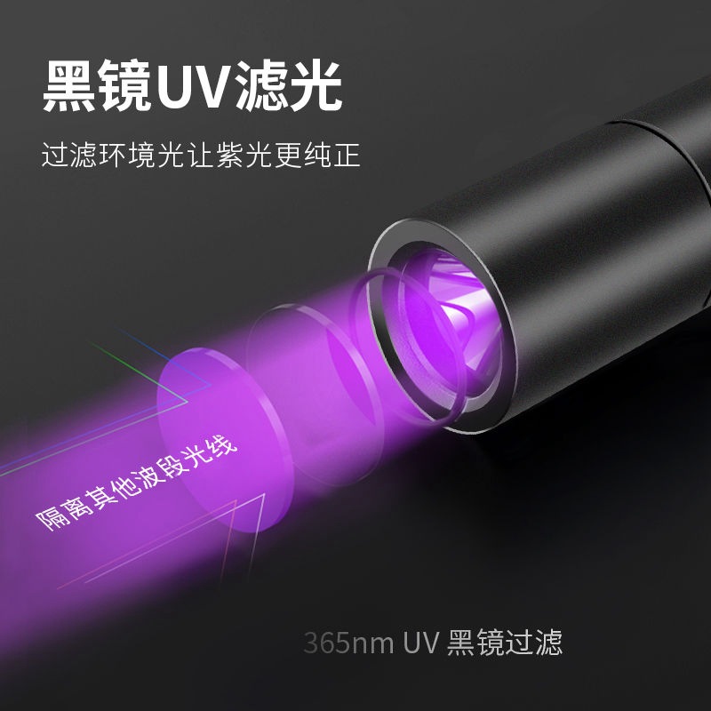 Filtración de luz UV iluminación de luz violeta gatos linterna de detección de fluorescencia portátil luz lateral compacta iluminación de luz lateral mini