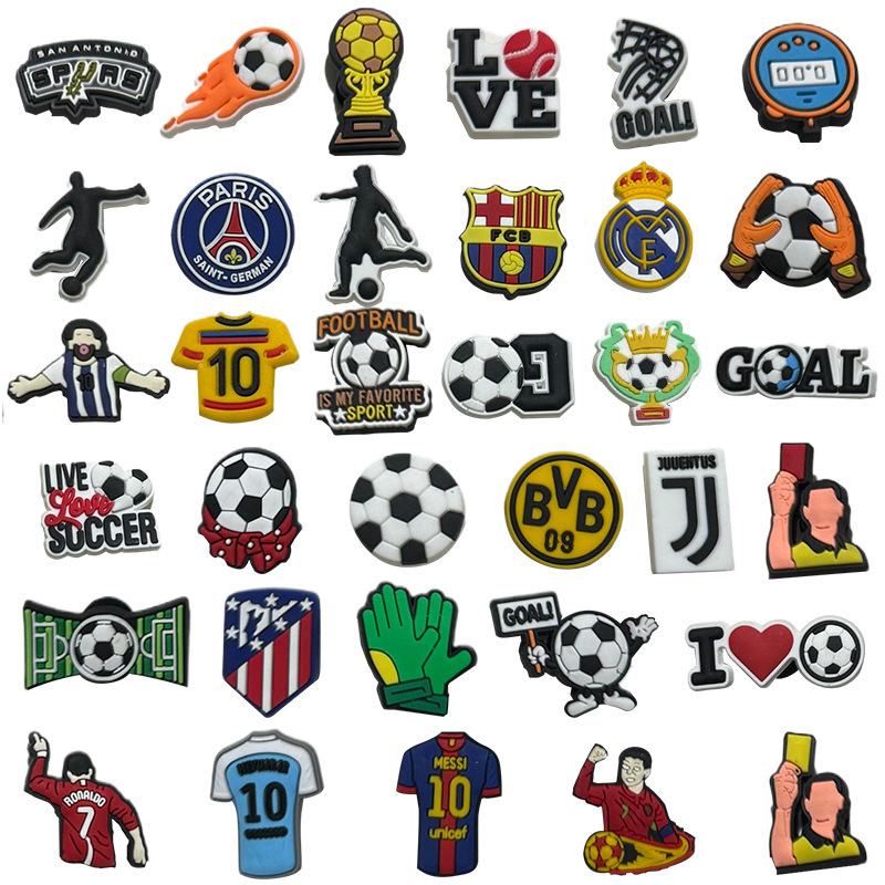 Football Series Shoe Flower Shoe Buckle Charm Hole Shoe Accessories diy Shoe Decorative Accessories Shoe Decorative Buckle PVC Soft Glue