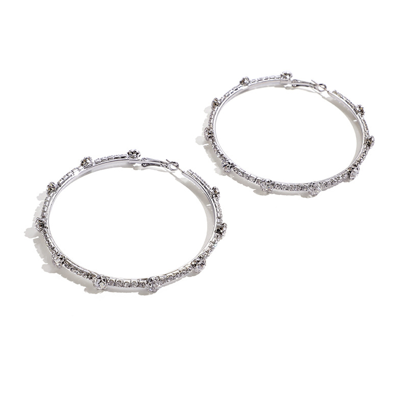 Korean version new simple circle metal rhinestone earrings trendy niche earrings wholesalepicture3