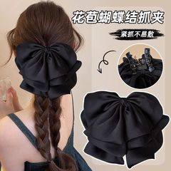 韓国風多用途サテンリボンクリップ、女性用甘いヘアポニーテールクリップ、髪の量が少ないヘアアクセサリー、シャーククリップ