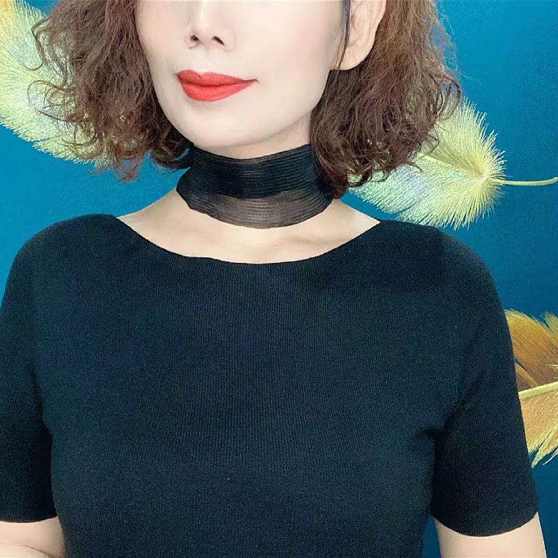블랙-화려한 마그네틱 실크 스카프