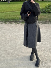 深灰粗棒针立领毛衣开衫上衣外套女秋冬 超厚实一件