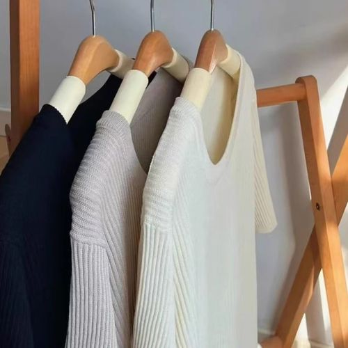 Ice silk round neck sweater short-sleeved solid color T-shirt for women 2025 summer new top stretch slim fit pit strip base shirt