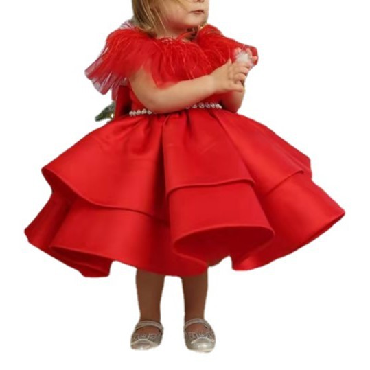 106059819@qq.com Kindergeburtstag, Prinzessinnenkleid für Blumenmädchen in Rot für Hochzeiten, Tutu-Kleid für Klavierauftritte von Babys, Kleinkind_voghion.com