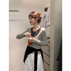 【MISS密思家正品店】休闲简约显瘦撞色假两件小衫女装89022