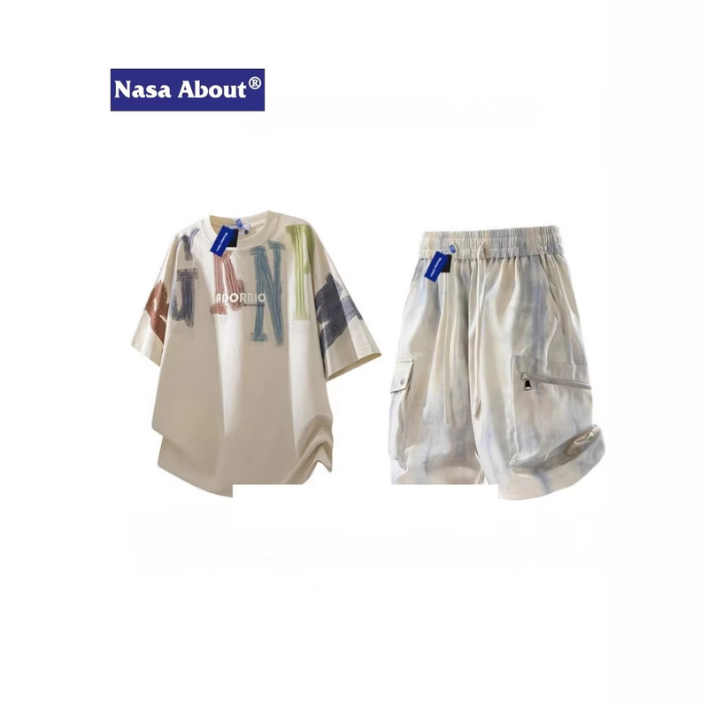 Nasa about Trendy Sports Suit Men's American-Style Casual Short-Sleeved T-Shirt Summer Work Shorts Two-Piece Set