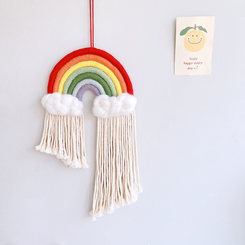 ins decoration Nordic style home decoration children's room pendant woven rainbow cloud tassel hanging wall decoration pendant