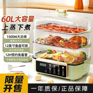 电蒸锅大容量12寸鱼盘放上蒸下煮多功能自动断电干烧源头工厂