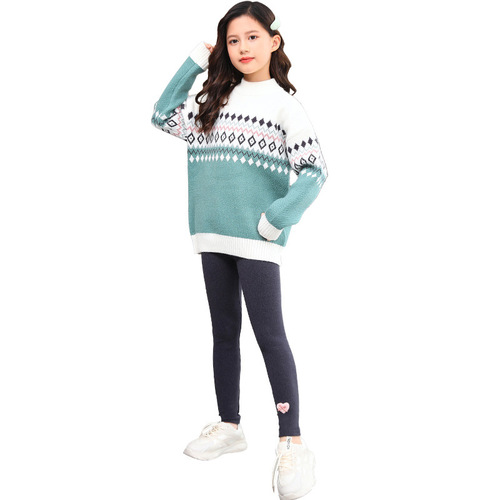 Girls' velvet leggings autumn and winter new style girls' thickened warm pants for primary and secondary school students all-in-one velvet outer trousers