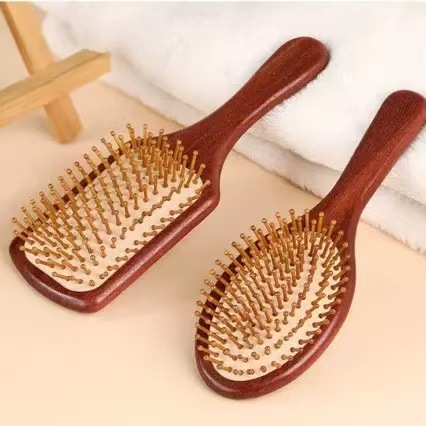 女性用レッドサンダルウッドエアクッションマッサージコーム、ロングヘアヘッド経絡コーム、大型ボードコーム、家庭用ヘアスムージングエアバッグサンダルウッドコーム|undefined