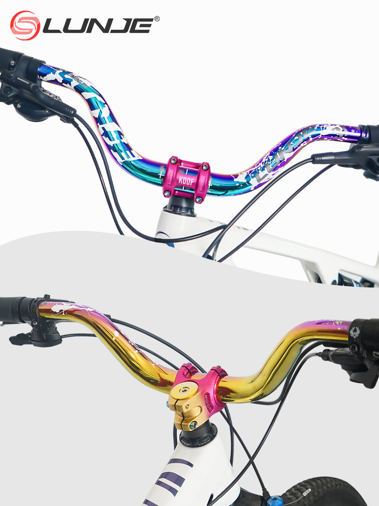 Bicicleta de montaña manija de bicicleta de color de caída de velocidad manija de color estándar 720 / 780MM manija horizontal 50 / 90 / 120mm elevación image 6