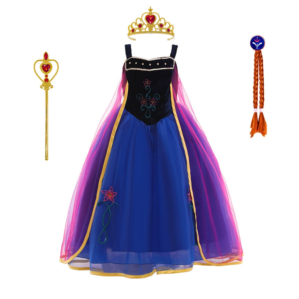 Хэллоуин костюм косплей девушки аниме Замороженные персонажи костюм Анна Айша юбка