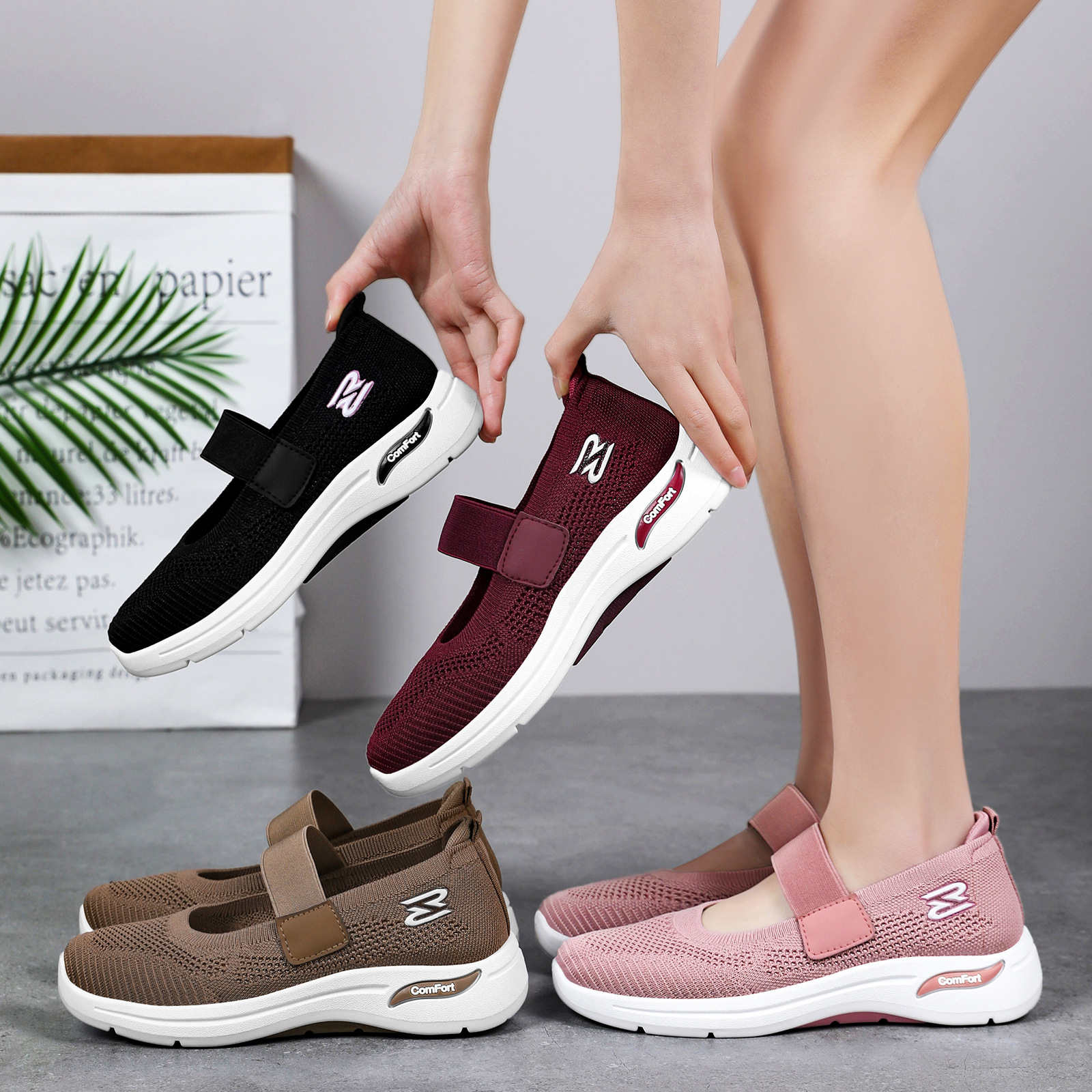 Zapatos de Mujer, Zapatos Versátiles para Mamá, Zapatos de Mujer de Malla Transpirable, Zapatos de Mujer Cómodos y Ligeros, Venta Directa de Fábrica, Venta al por Mayor Transfronteriza